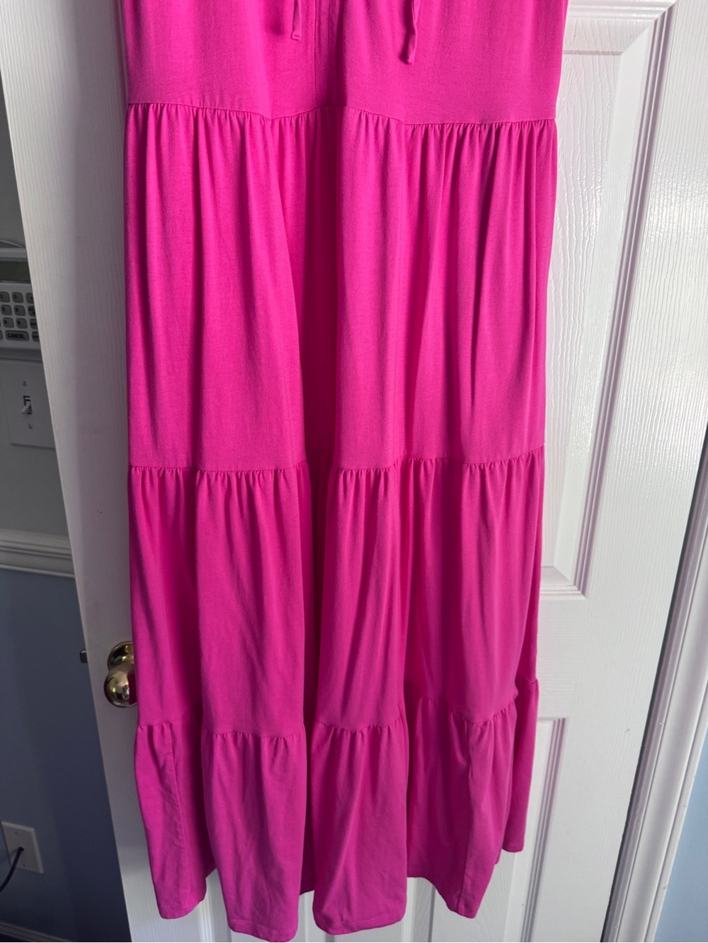 crown & ivy Bright Pink Sleeveless Tiered Maxi Dress Summer Vacation - Picture 5 of 7